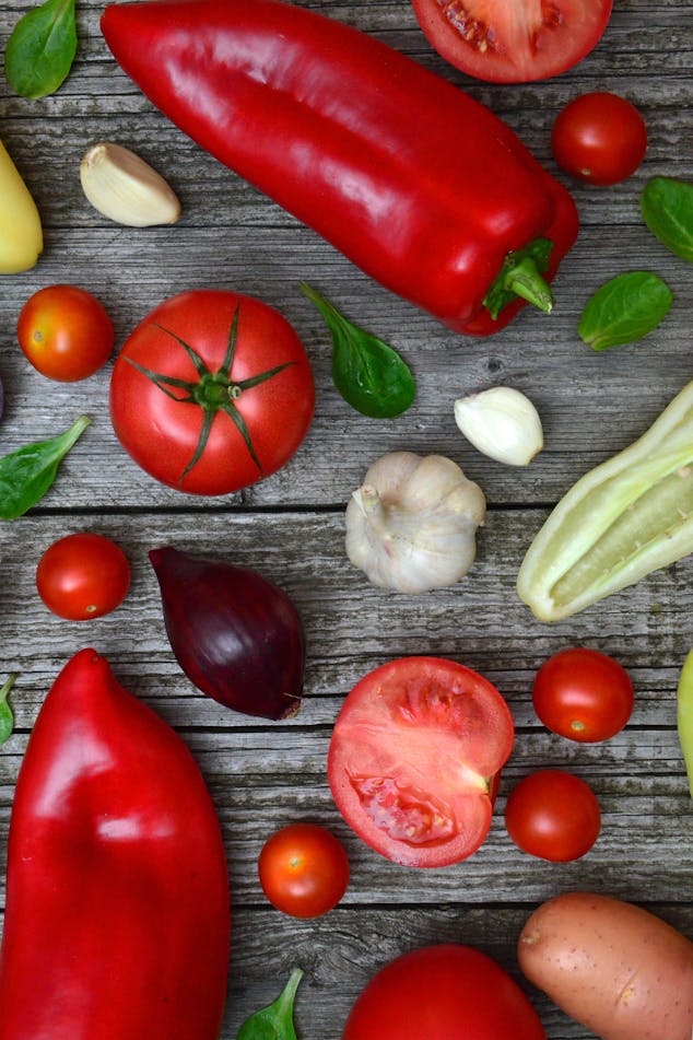 Flavorous Vegetables on top of a wooden table